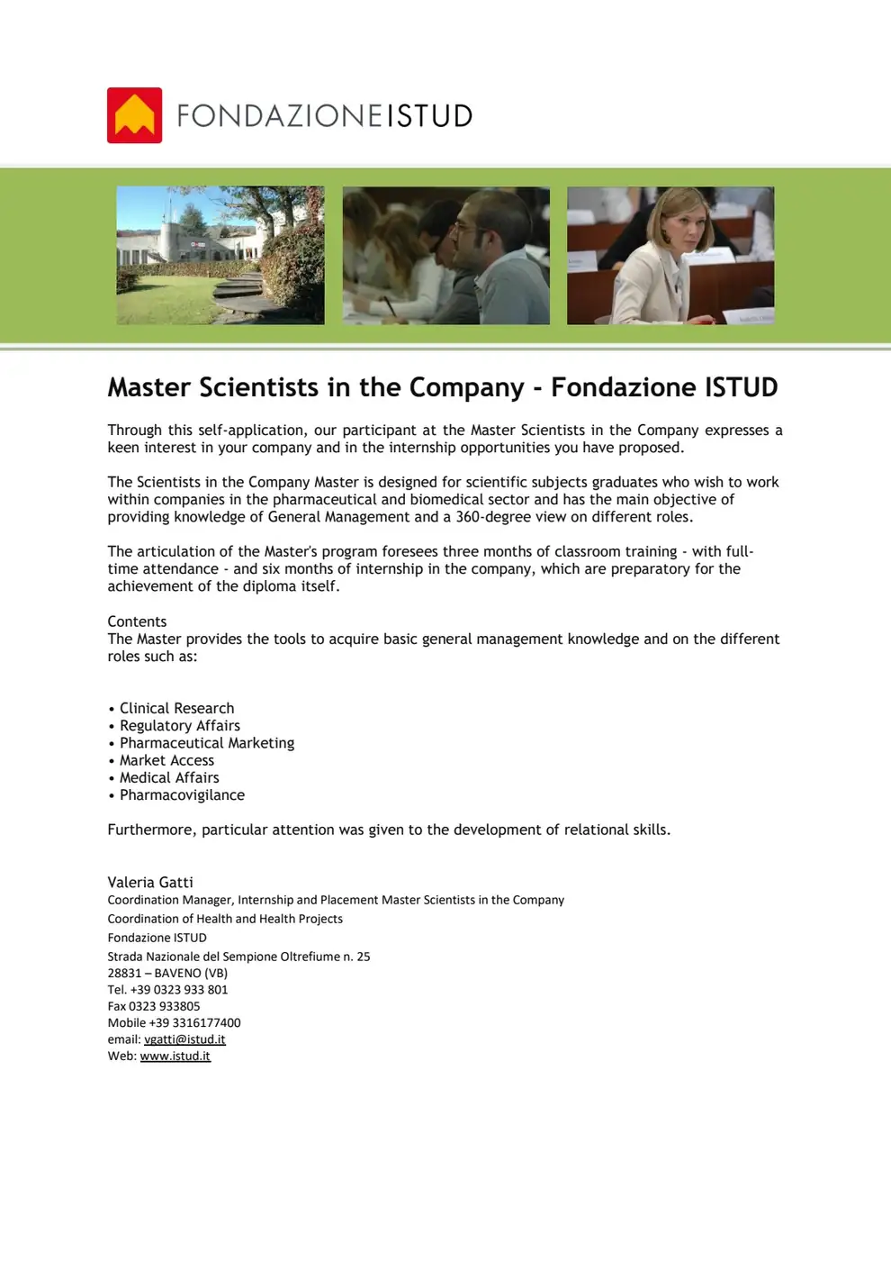 ISTUD Business School - Master Scientists in the Company